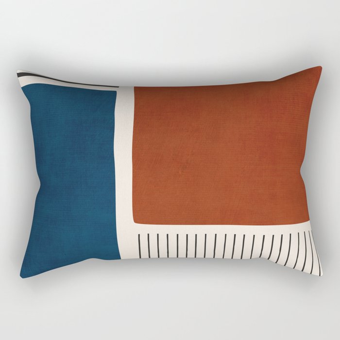 Red Rust Navy Blue Black Lines Rectangular Pillow Gallery Image 1