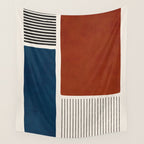 Red Rust Navy Blue Black Lines Wall Tapestry Gallery Image 4