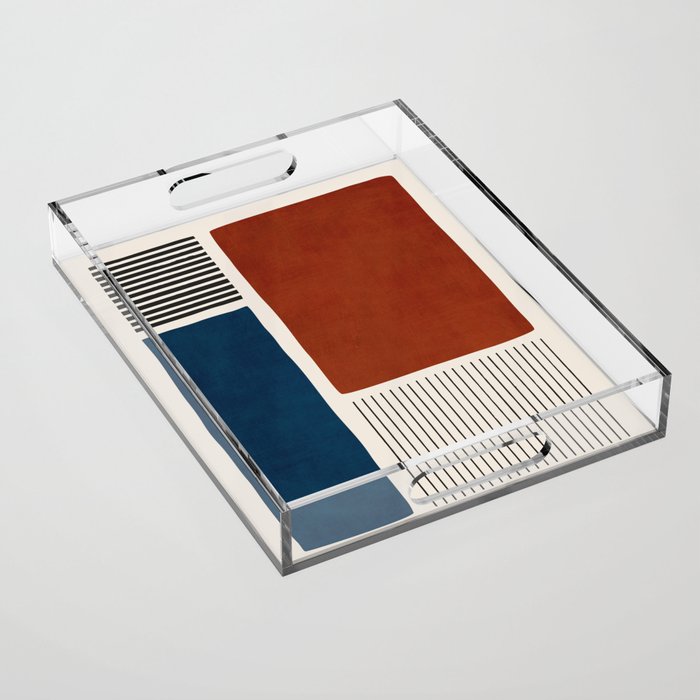 Red Rust Navy Blue Black Lines Acrylic Tray Gallery Image 1