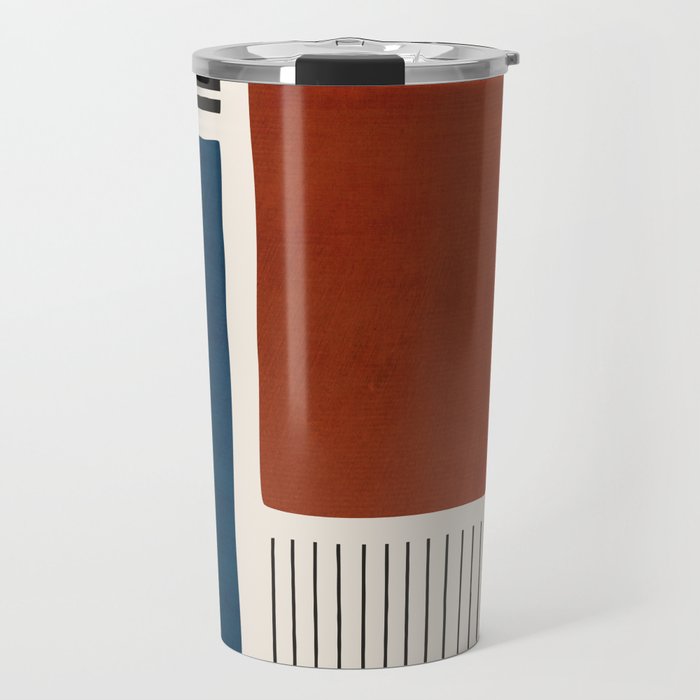 Red Rust Navy Blue Black Lines Travel Mug Gallery Image 1