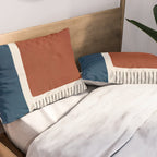 Red Rust Navy Blue Black Lines Pillow Sham Gallery Image 2