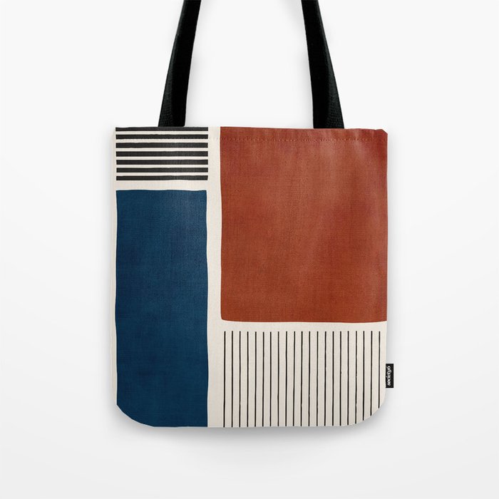 Red Rust Navy Blue Black Lines Tote Bag Gallery Image 1