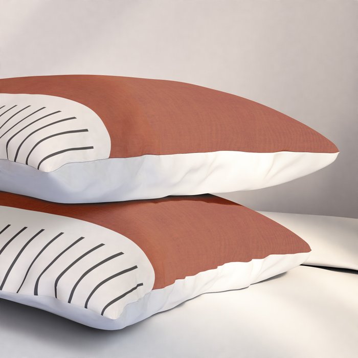 Red Rust Navy Blue Black Lines Pillow Sham Gallery Image 3