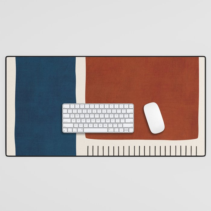 Red Rust Navy Blue Black Lines Desk Mat Gallery Image 1