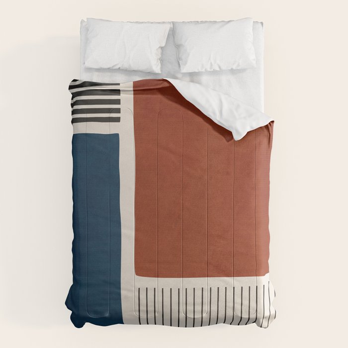 Red Rust Navy Blue Black Lines Comforter Gallery Image 6
