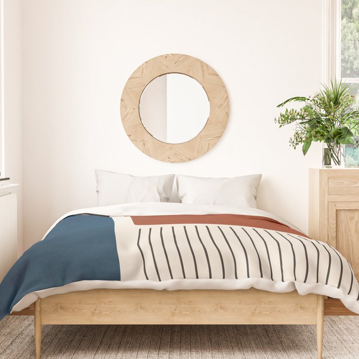 Red Rust Navy Blue Black Lines Duvet Cover Gallery Image 3