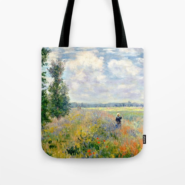 Poppy Fields near Argenteuil by Claude Monet Tote Bag Gallery Image 1