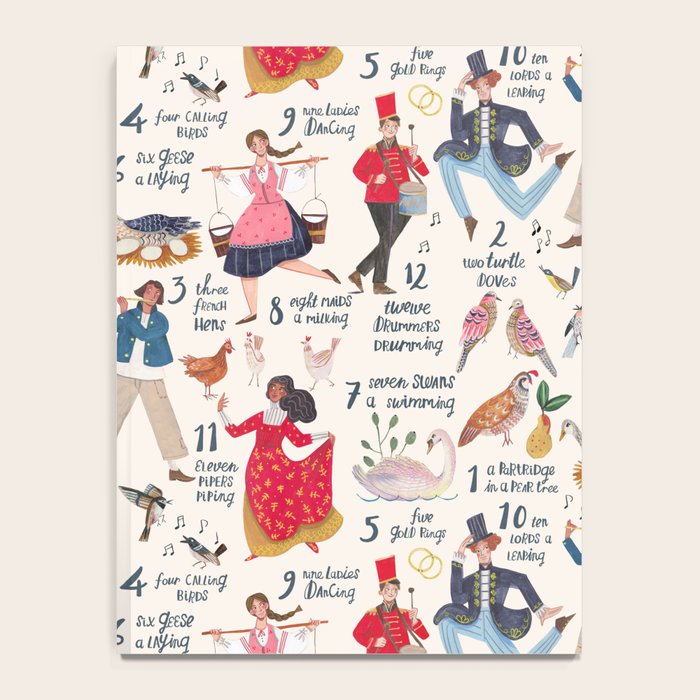 The 12 days of Christmas song illustration Notebook Gallery Image 4
