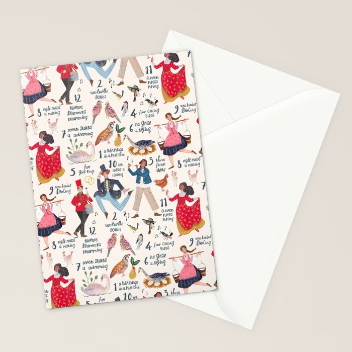 The 12 days of Christmas song illustration Stationery Card Gallery Image 2