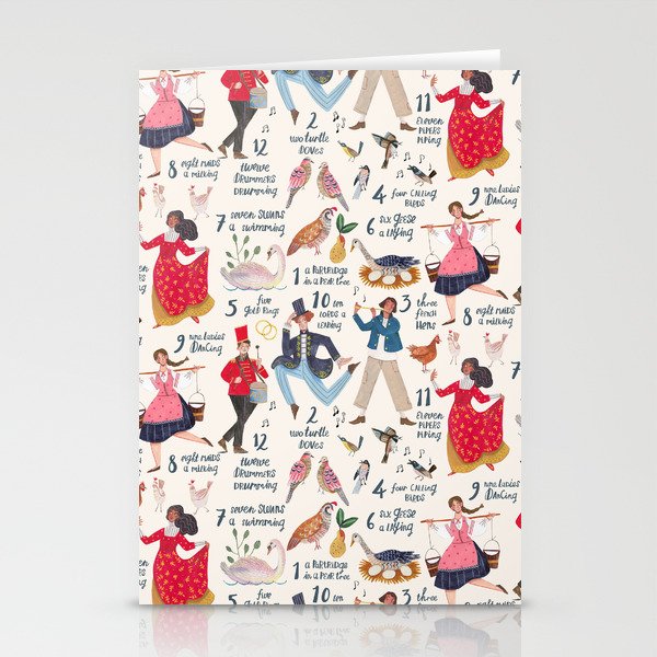 The 12 days of Christmas song illustration Stationery Card Gallery Image 1