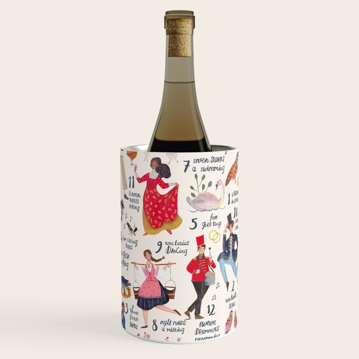 The 12 days of Christmas song illustration Wine Chiller Gallery Image 2