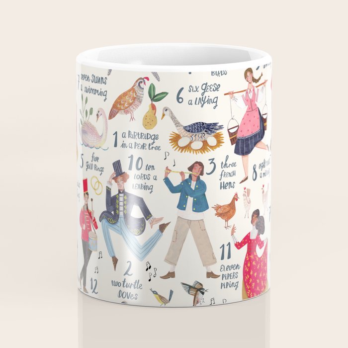 The 12 days of Christmas song illustration Coffee Mug Gallery Image 4