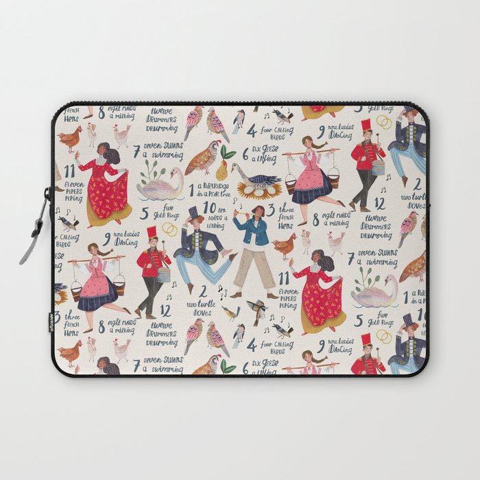The 12 days of Christmas song illustration Laptop Sleeve Gallery Image 1