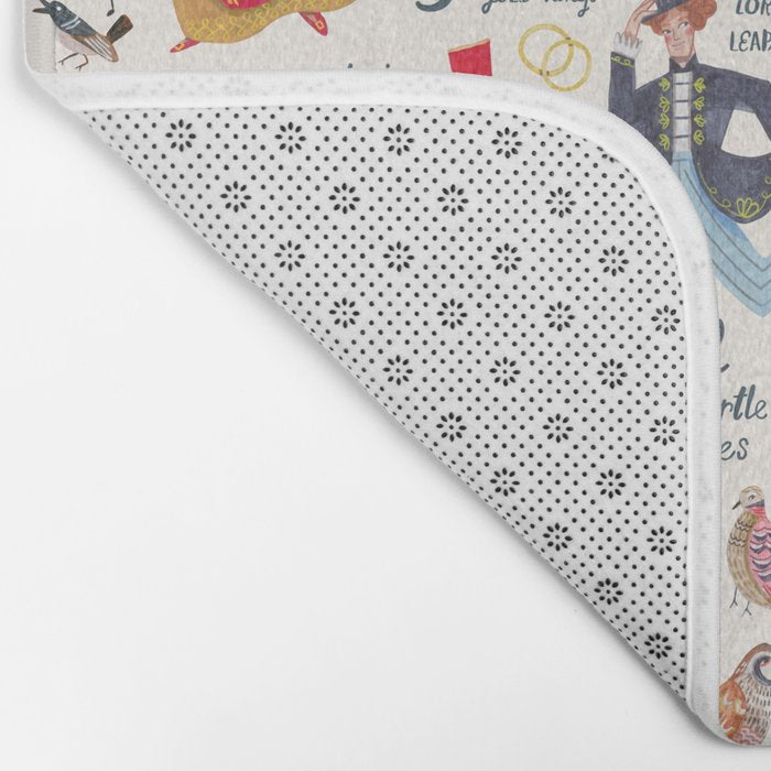 The 12 days of Christmas song illustration Bath Mat Gallery Image 2