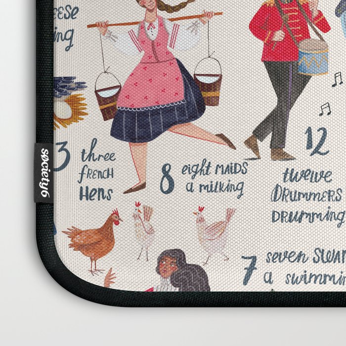 The 12 days of Christmas song illustration Laptop Sleeve Gallery Image 3
