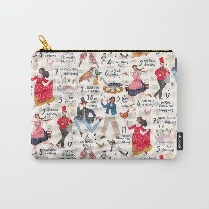 The 12 days of Christmas song illustration Carry All Pouch Gallery Image 1