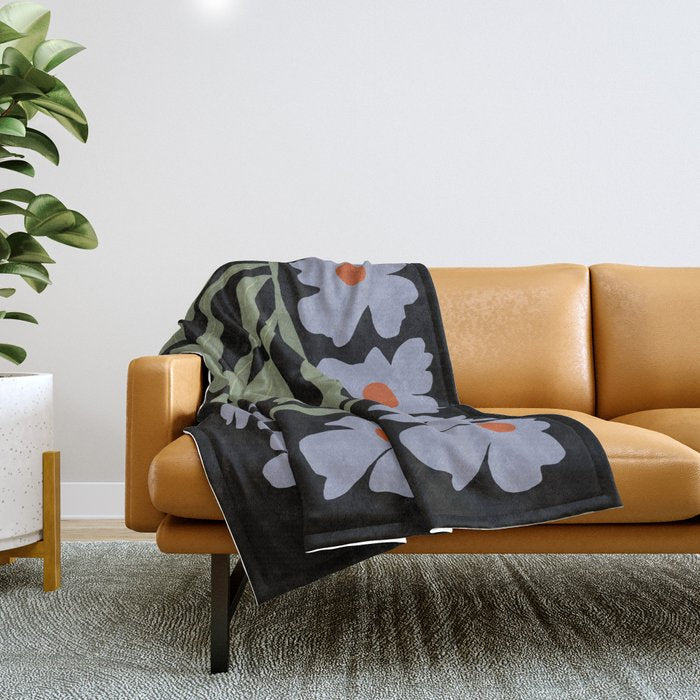 Summer night floral fun Throw Blanket Gallery Image 1