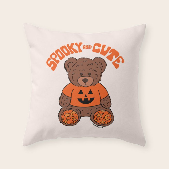 Spooky and Cute Bear Throw Pillow Gallery Image 6