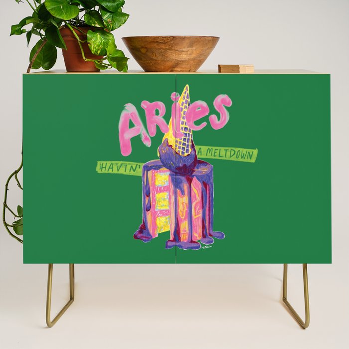 Aries Dessert in Kelly Green & Pink Credenza Gallery Image 1