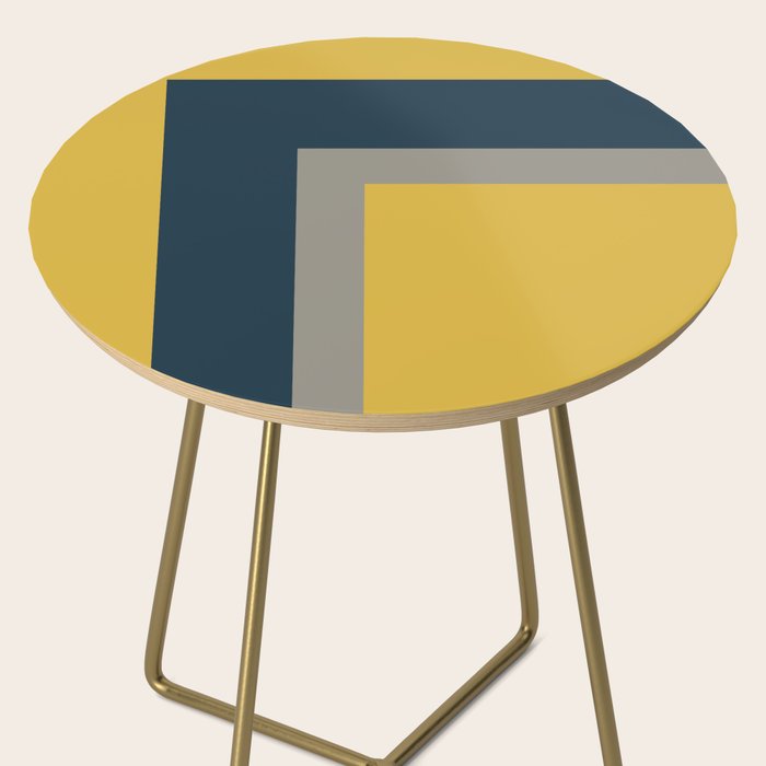 Half Frame 2 Minimalist Pattern in Deep Mustard Yellow, Navy Blue, and Gray Side Table Gallery Image 2