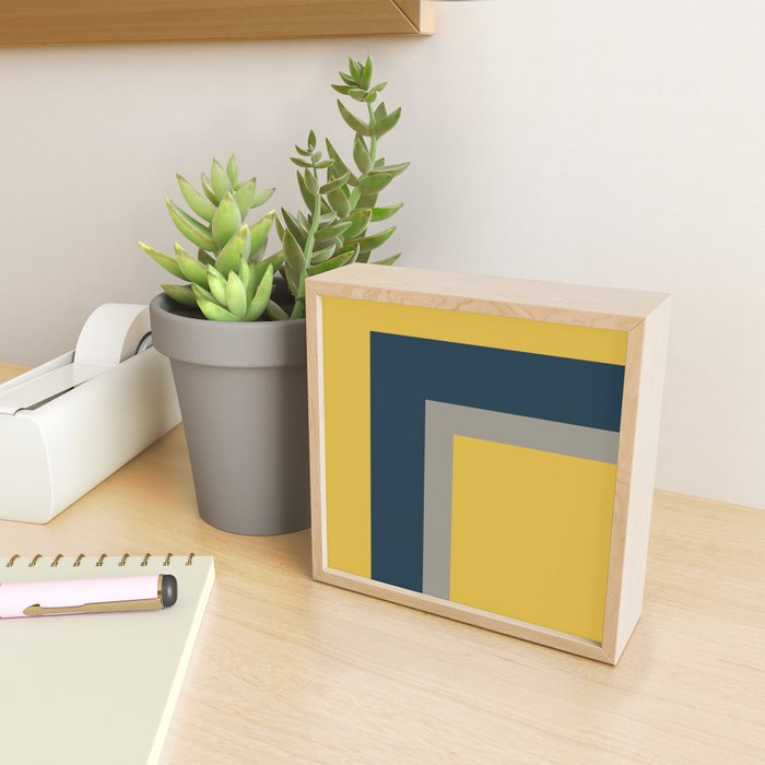 Half Frame 2 Minimalist Pattern in Deep Mustard Yellow, Navy Blue, and Gray Mini Art Print Gallery Image 2