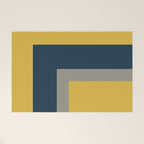 Half Frame 2 Minimalist Pattern in Deep Mustard Yellow, Navy Blue, and Gray Welcome Mat Gallery Image 1