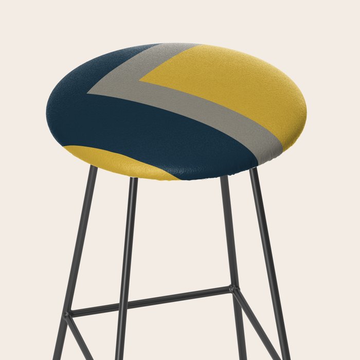Half Frame 2 Minimalist Pattern in Deep Mustard Yellow, Navy Blue, and Gray Stool Gallery Image 2