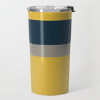 Half Frame 2 Minimalist Pattern in Deep Mustard Yellow, Navy Blue, and Gray Travel Mug Gallery Image 2