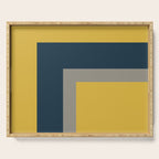 Half Frame 2 Minimalist Pattern in Deep Mustard Yellow, Navy Blue, and Gray Serving Tray Gallery Image 1