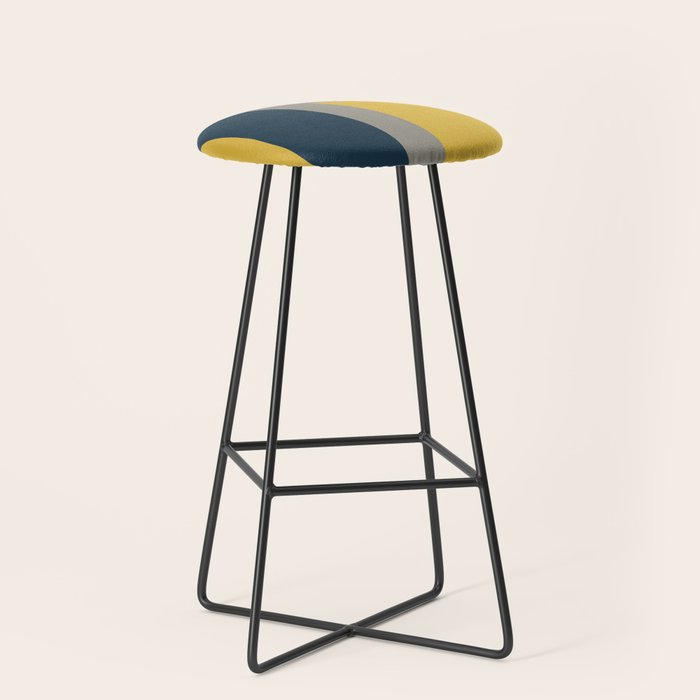Half Frame 2 Minimalist Pattern in Deep Mustard Yellow, Navy Blue, and Gray Stool Gallery Image 1
