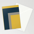 Half Frame 2 Minimalist Pattern in Deep Mustard Yellow, Navy Blue, and Gray Stationery Card Gallery Image 2