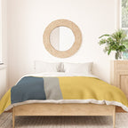 Half Frame 2 Minimalist Pattern in Deep Mustard Yellow, Navy Blue, and Gray Duvet Cover Gallery Image 3