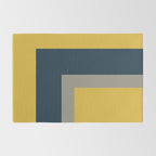 Half Frame 2 Minimalist Pattern in Deep Mustard Yellow, Navy Blue, and Gray Rug Gallery Image 2