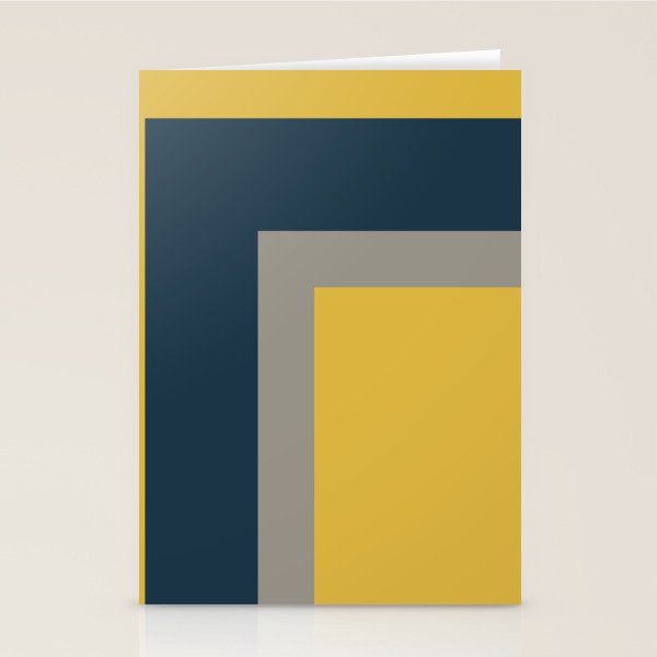 Half Frame 2 Minimalist Pattern in Deep Mustard Yellow, Navy Blue, and Gray Stationery Card Gallery Image 1