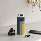 Half Frame 2 Minimalist Pattern in Deep Mustard Yellow, Navy Blue, and Gray Water Bottle Gallery Image 4