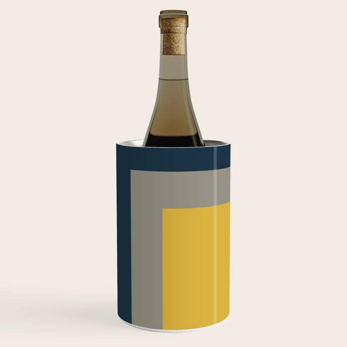 Half Frame 2 Minimalist Pattern in Deep Mustard Yellow, Navy Blue, and Gray Wine Chiller Gallery Image 1