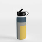Half Frame 2 Minimalist Pattern in Deep Mustard Yellow, Navy Blue, and Gray Water Bottle Gallery Image 1