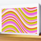 Wavy Stripes XVIII - Y2K Pink and Green Wall Mural Gallery Image 2