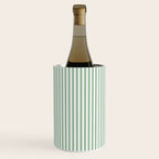 Fern Green and White Micro Vertical Vintage English Country Cottage Ticking Stripe Wine Chiller Gallery Image 1