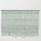 Fern Green and White Micro Vertical Vintage English Country Cottage Ticking Stripe Wall Hanging Gallery Image 1