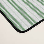 Fern Green and White Micro Vertical Vintage English Country Cottage Ticking Stripe Desk Mat Gallery Image 4