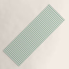 Fern Green and White Micro Vertical Vintage English Country Cottage Ticking Stripe Yoga Mat Gallery Image 1