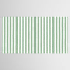 Fern Green and White Micro Vertical Vintage English Country Cottage Ticking Stripe Tablecloth Gallery Image 2