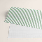 Fern Green and White Micro Vertical Vintage English Country Cottage Ticking Stripe Wrapping Paper Gallery Image 2