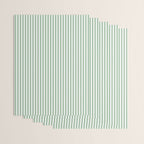 Fern Green and White Micro Vertical Vintage English Country Cottage Ticking Stripe Wrapping Paper Gallery Image 3