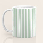 Fern Green and White Micro Vertical Vintage English Country Cottage Ticking Stripe Coffee Mug Gallery Image 3