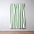 Fern Green and White Micro Vertical Vintage English Country Cottage Ticking Stripe Window Curtain Gallery Image 3