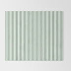 Fern Green and White Micro Vertical Vintage English Country Cottage Ticking Stripe Throw Blanket Gallery Image 2