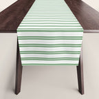 Fern Green and White Micro Vertical Vintage English Country Cottage Ticking Stripe Table Runner Gallery Image 1