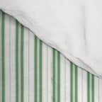 Fern Green and White Micro Vertical Vintage English Country Cottage Ticking Stripe Comforter Gallery Image 4